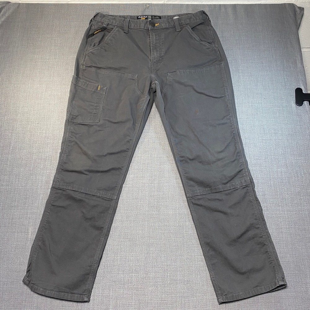 Ariat Rebar M4 Relaxed Straight Double Front Work Pants Grey 36x32